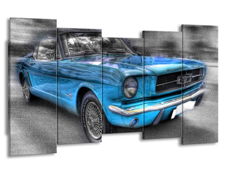 Glas schilderij Mustang | Zwart, Grijs, Blauw | 150x80cm 5Luik