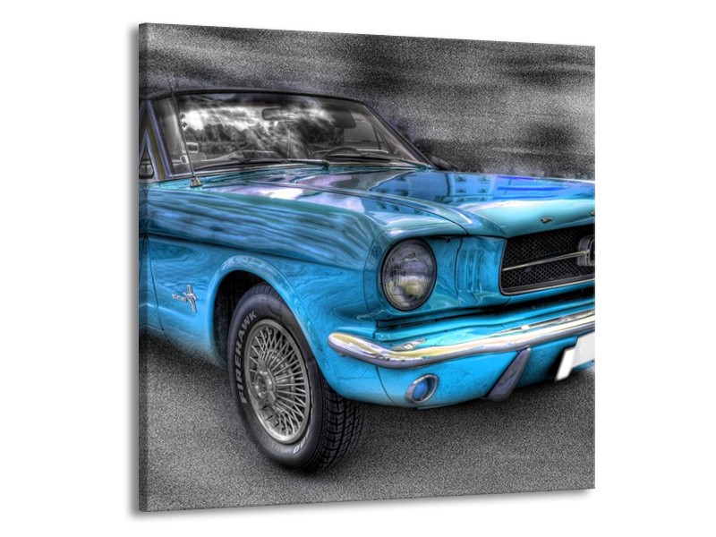 Glas schilderij Mustang | Zwart, Grijs, Blauw | 50x50cm 1Luik