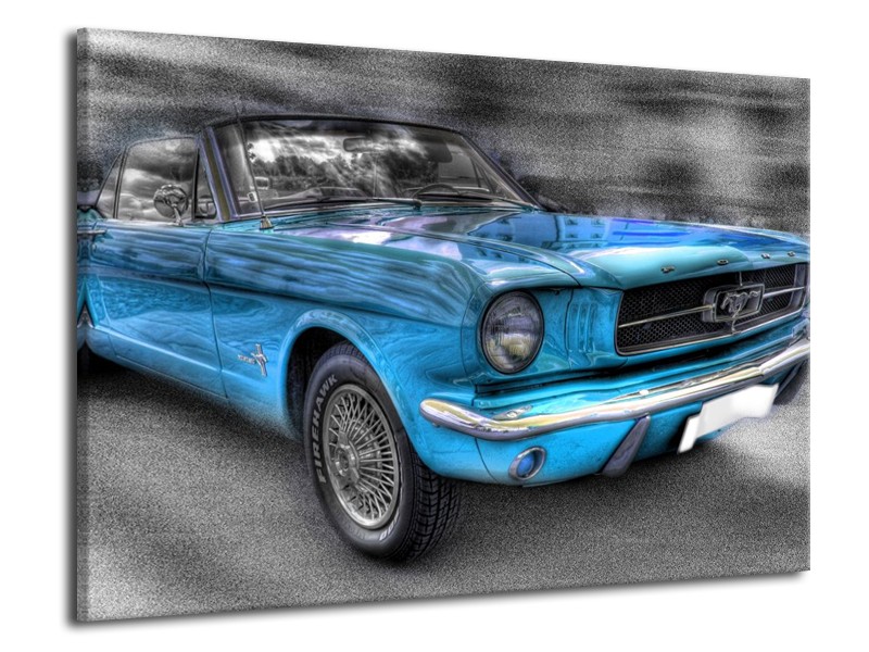 Glas schilderij Mustang | Zwart, Grijs, Blauw | 70x50cm 1Luik