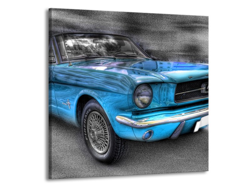 Glas schilderij Mustang | Zwart, Grijs, Blauw | 70x70cm 1Luik