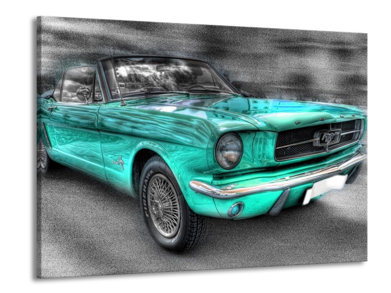 Glas schilderij Mustang | Zwart, Grijs, Blauw | 100x70cm 1Luik