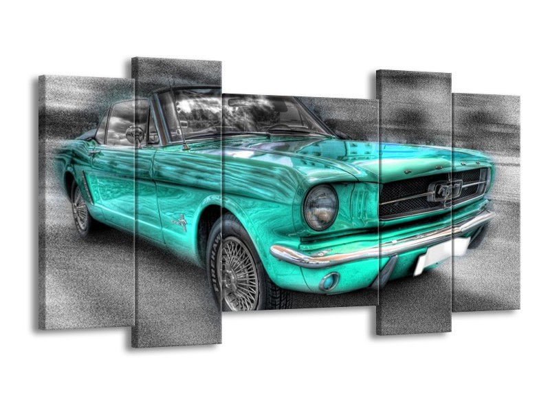 Glas schilderij Mustang | Zwart, Grijs, Blauw | 120x65cm 5Luik