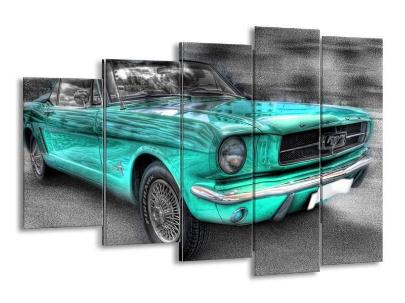 Glas schilderij Mustang | Zwart, Grijs, Blauw | 150x100cm 5Luik