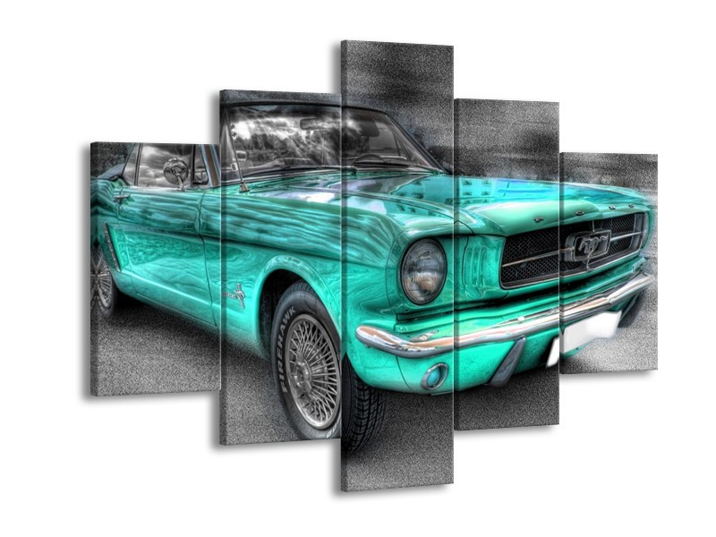 Glas schilderij Mustang | Zwart, Grijs, Blauw | 150x105cm 5Luik