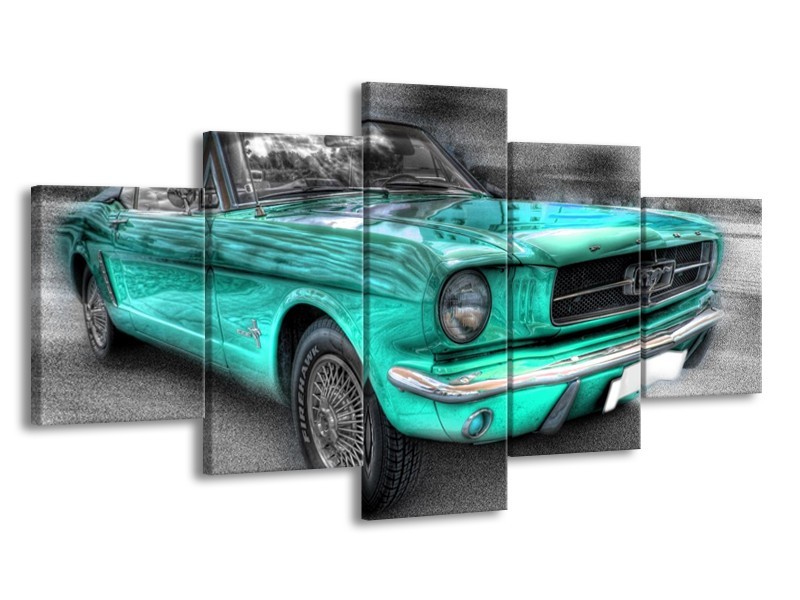 Glas schilderij Mustang | Zwart, Grijs, Blauw | 150x80cm 5Luik