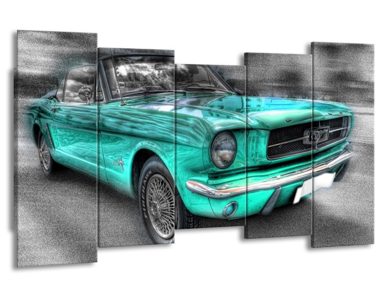 Glas schilderij Mustang | Zwart, Grijs, Blauw | 150x80cm 5Luik