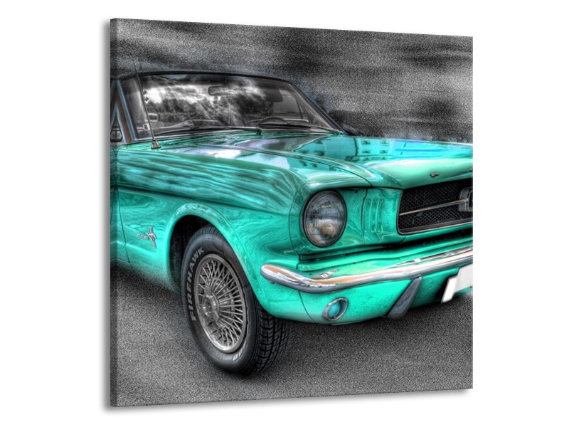 Glas schilderij Mustang | Zwart, Grijs, Blauw | 50x50cm 1Luik