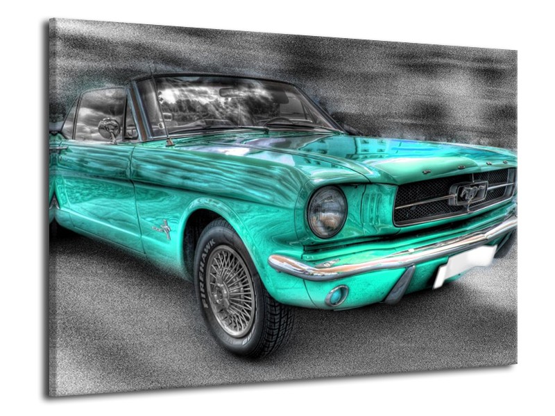 Glas schilderij Mustang | Zwart, Grijs, Blauw | 70x50cm 1Luik