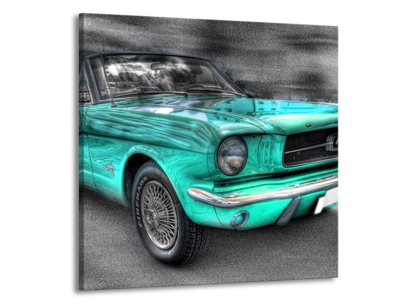 Glas schilderij Mustang | Zwart, Grijs, Blauw | 70x70cm 1Luik