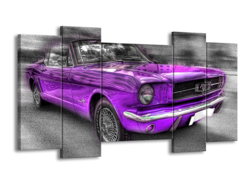 Glas schilderij Mustang | Zwart, Grijs, Paars | 120x65cm 5Luik