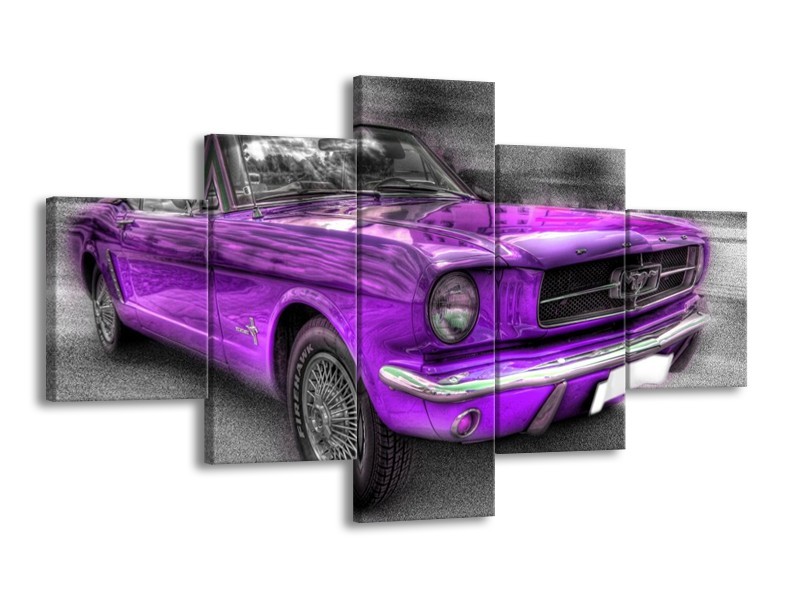 Glas schilderij Mustang | Zwart, Grijs, Paars | 125x70cm 5Luik