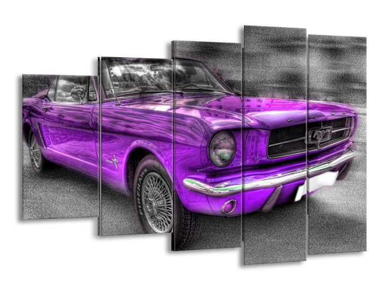 Glas schilderij Mustang | Zwart, Grijs, Paars | 150x100cm 5Luik