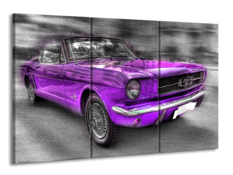 Canvas schilderij Mustang | Zwart, Grijs, Paars | 165x100cm 3Luik