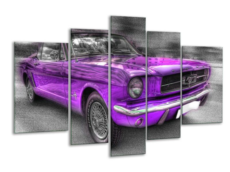 Glas schilderij Mustang | Zwart, Grijs, Paars | 170x100cm 5Luik