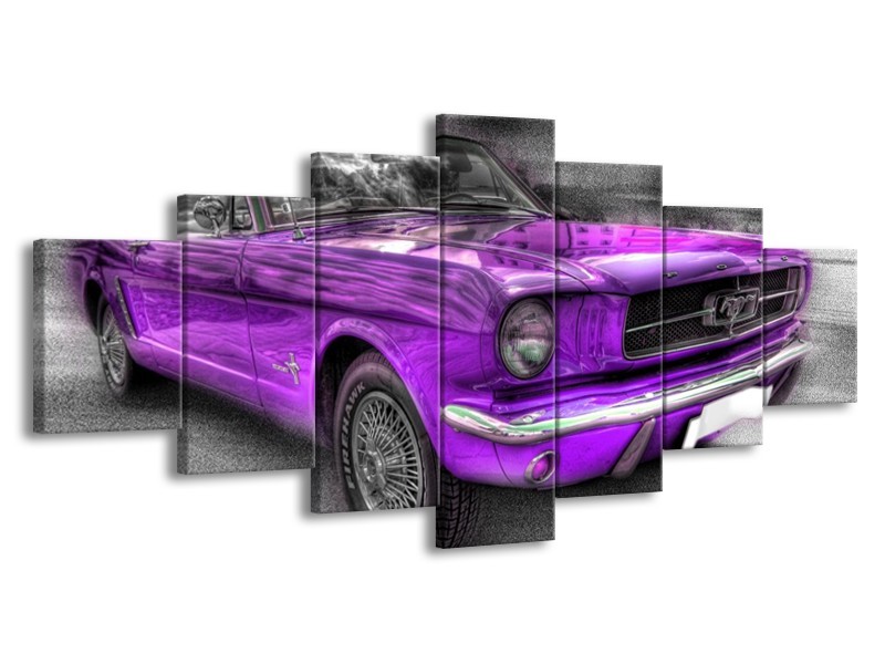 Glas schilderij Mustang | Zwart, Grijs, Paars | 210x100cm 7Luik
