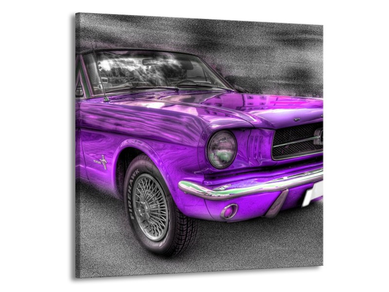 Glas schilderij Mustang | Zwart, Grijs, Paars | 50x50cm 1Luik