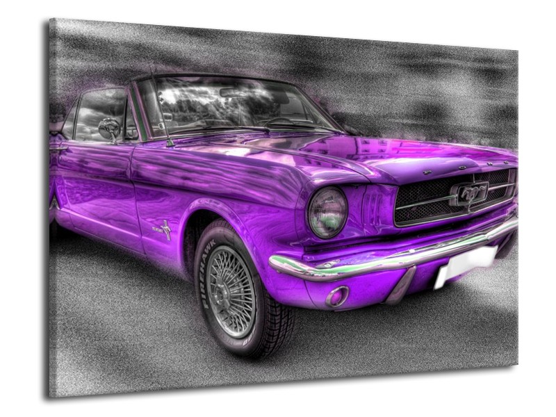 Glas schilderij Mustang | Zwart, Grijs, Paars | 70x50cm 1Luik