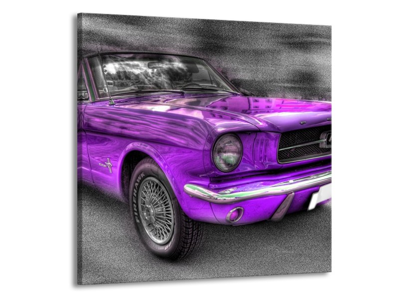 Glas schilderij Mustang | Zwart, Grijs, Paars | 70x70cm 1Luik