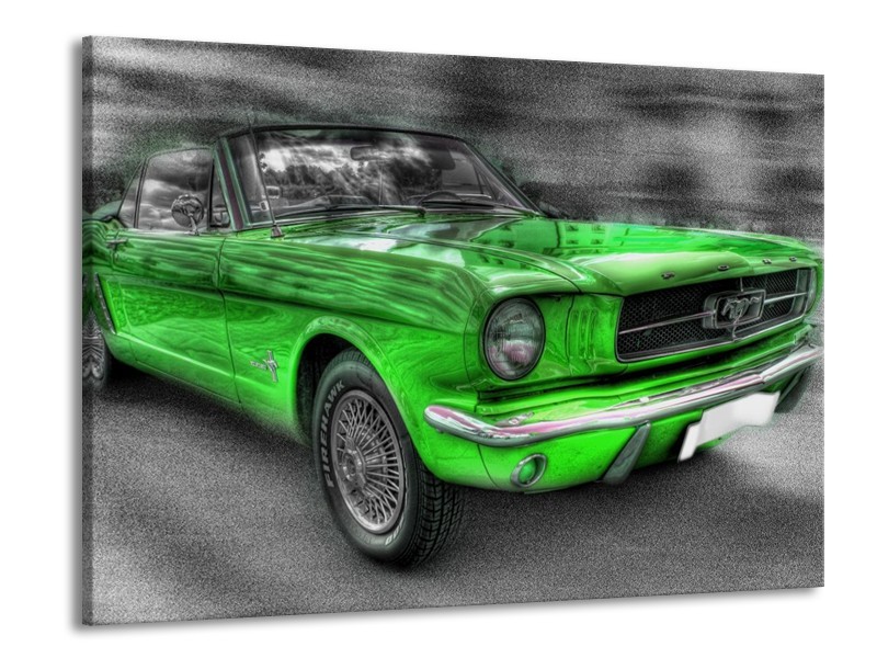 Glas schilderij Mustang | Zwart, Grijs, Groen | 100x70cm 1Luik