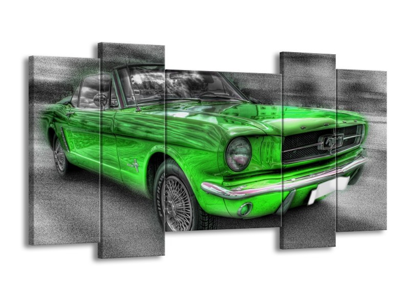 Glas schilderij Mustang | Zwart, Grijs, Groen | 120x65cm 5Luik