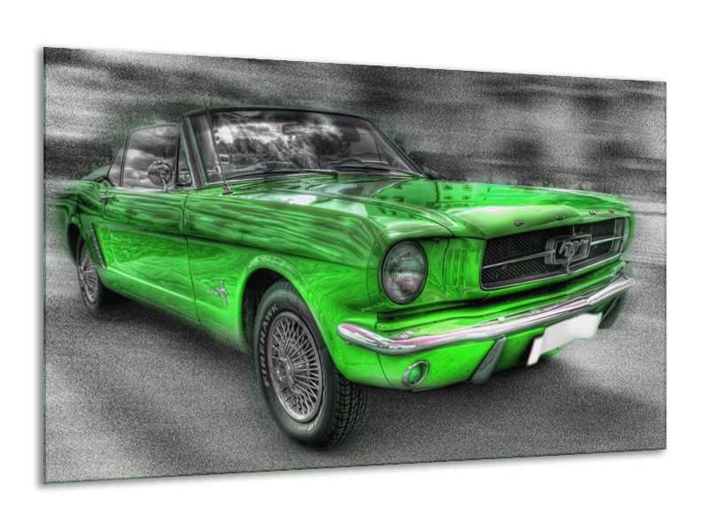 Glas schilderij Mustang | Zwart, Grijs, Groen | 120x70cm 1Luik