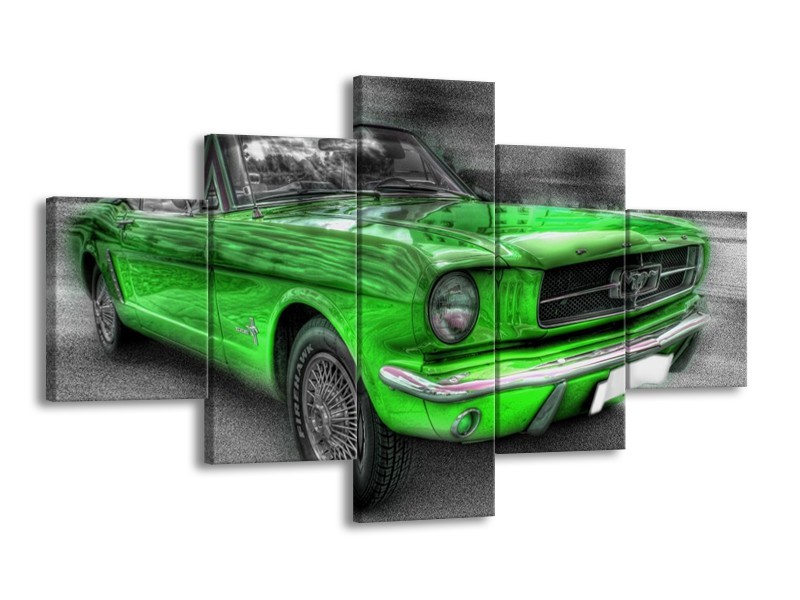 Glas schilderij Mustang | Zwart, Grijs, Groen | 125x70cm 5Luik