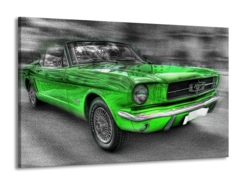 Glas schilderij Mustang | Zwart, Grijs, Groen | 140x90cm 1Luik