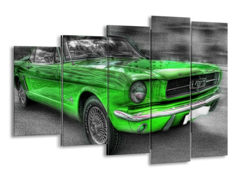 Glas schilderij Mustang | Zwart, Grijs, Groen | 150x100cm 5Luik