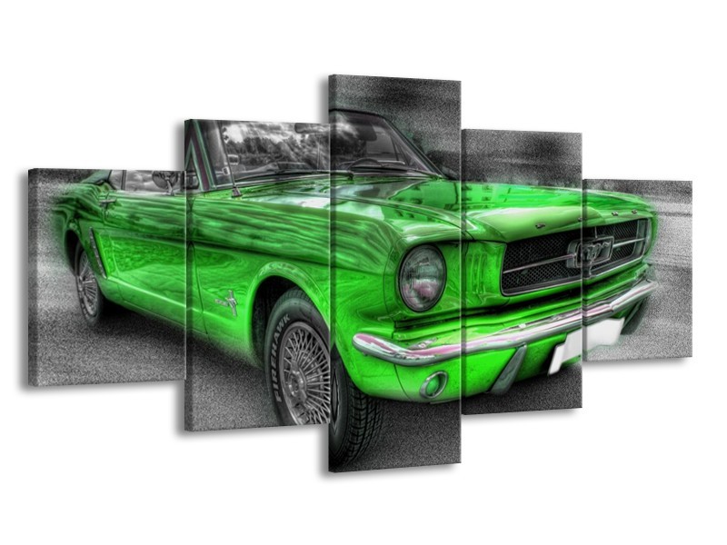 Glas schilderij Mustang | Zwart, Grijs, Groen | 150x80cm 5Luik