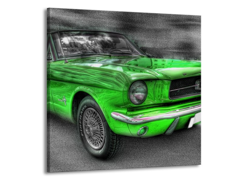Glas schilderij Mustang | Zwart, Grijs, Groen | 50x50cm 1Luik