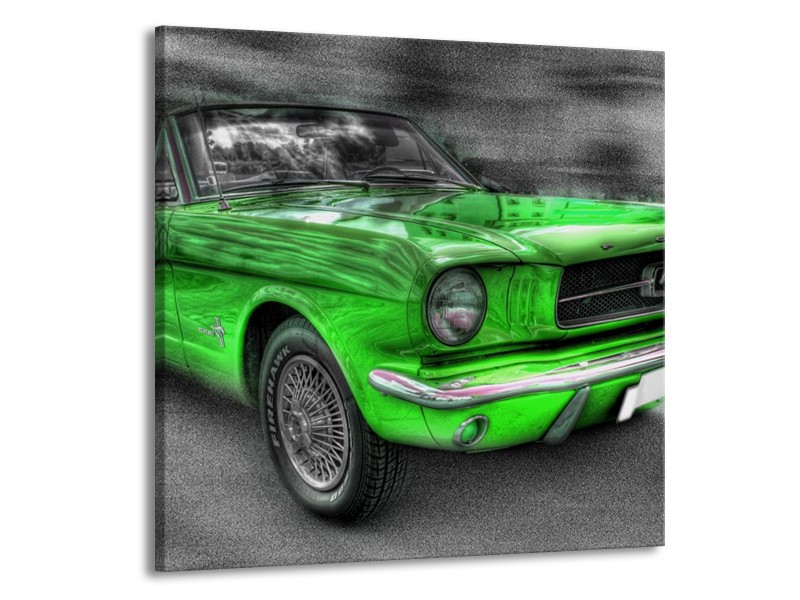 Glas schilderij Mustang | Zwart, Grijs, Groen | 70x70cm 1Luik