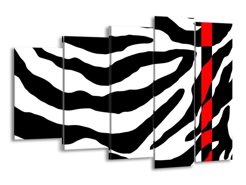 Glas schilderij Zebra | Zwart, Rood, Wit | 150x100cm 5Luik