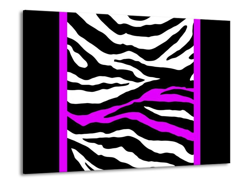Glas schilderij Zebra | Zwart, Wit, Paars | 100x70cm 1Luik