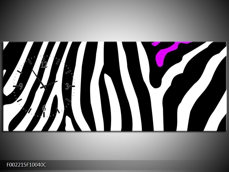 Klok schilderij Zebra | Paars, Zwart, Wit | 100x40cm 1Luik