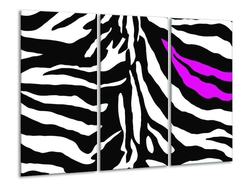 Canvas schilderij Abstract | Zwart, Wit, Paars | 120x80cm 3Luik