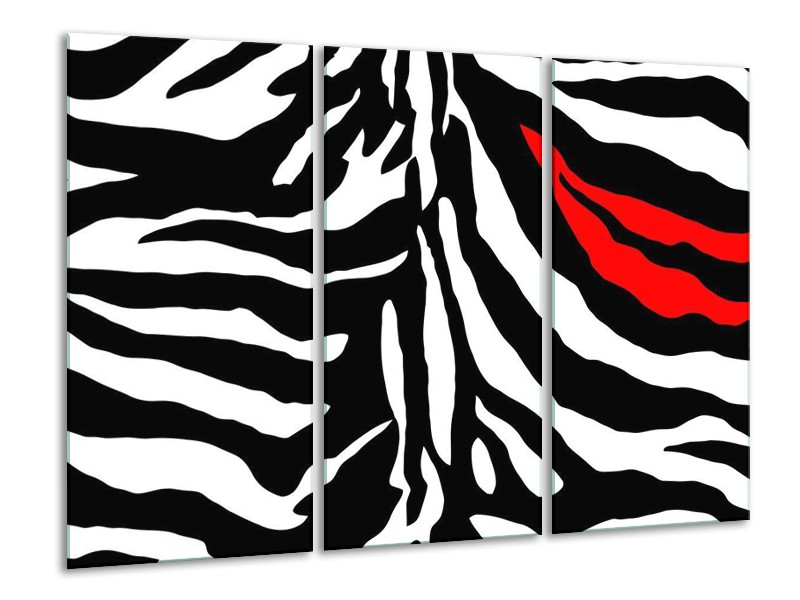 Canvas schilderij Abstract | Zwart, Wit, Rood | 120x80cm 3Luik