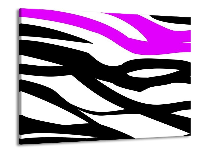 Canvas schilderij Zebra | Paars, Zwart, Wit | 100x70cm 1Luik