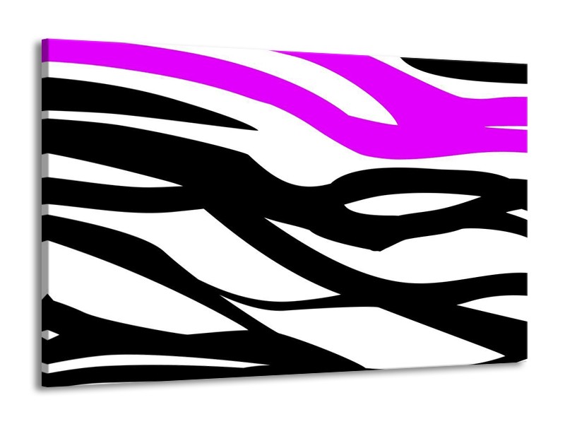 Canvas schilderij Zebra | Paars, Zwart, Wit | 140x90cm 1Luik