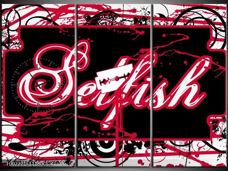 Klok schilderij Popart | Zwart, Wit, Rood | 111x80cm 3Luik