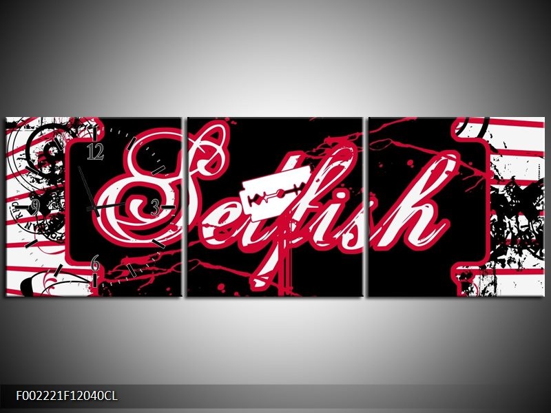 Klok schilderij Popart | Zwart, Wit, Rood | 120x40cm 3Luik