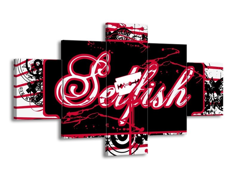 Canvas schilderij Popart | Zwart, Wit, Rood | 125x70cm 5Luik