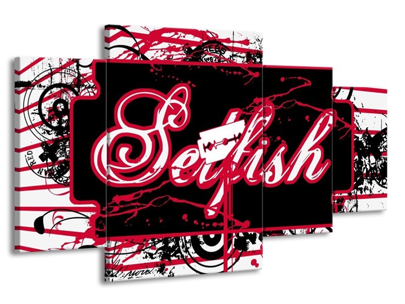 Glas schilderij Popart | Zwart, Wit, Rood | 160x90cm 4Luik