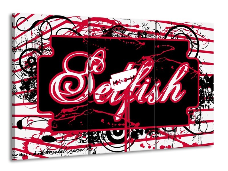 Canvas schilderij Popart | Zwart, Wit, Rood | 165x100cm 3Luik