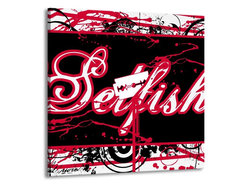 Canvas schilderij Popart | Zwart, Wit, Rood | 70x70cm 1Luik