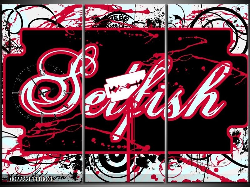 Klok schilderij Popart | Zwart, Wit, Rood | 111x80cm 3Luik