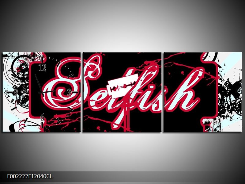 Klok schilderij Popart | Zwart, Wit, Rood | 120x40cm 3Luik