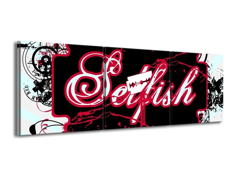 Canvas schilderij Popart | Zwart, Wit, Rood | 150x50cm 3Luik