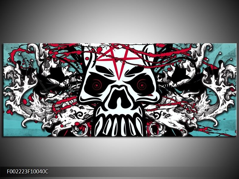 Klok schilderij Popart | Groen, Rood, Zwart | 100x40cm 1Luik