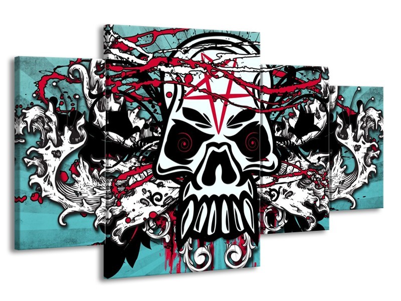 Glas schilderij Popart | Groen, Rood, Zwart | 160x90cm 4Luik