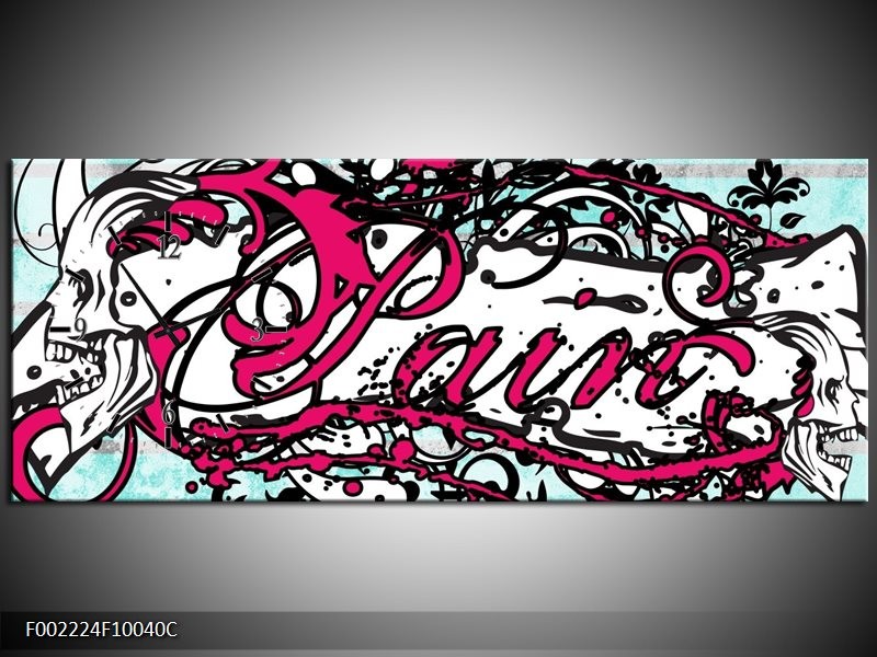 Klok schilderij Popart | Zwart, Wit, Roze | 100x40cm 1Luik